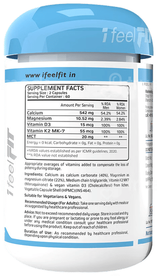 I Feel Fit Calcium+ Magnesium + Vitamin D3 + K2 7 Capsule 120