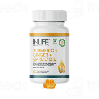 Inlife Turmeric Oil Ginger Oil Garlic Oil Vegan Capsule 60