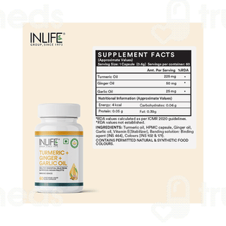 Inlife Turmeric Oil Ginger Oil Garlic Oil Vegan Capsule 60