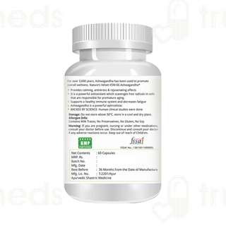 Natures Velvet Ksm 66 Ashwagandha 500Mg Veg Capsule 60