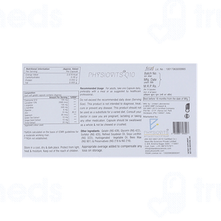 Physiovits Q10 Coenzyme Q10 Capsule 10