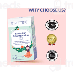 Bbetter Ksm 66 Ashwagandha 600mg Vegetarian Capsule 60