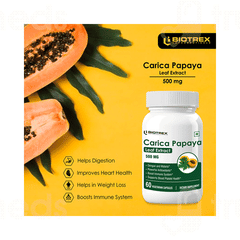 Biotrex Carica Papaya Leaf Extract 500mg Veg Capsule 60