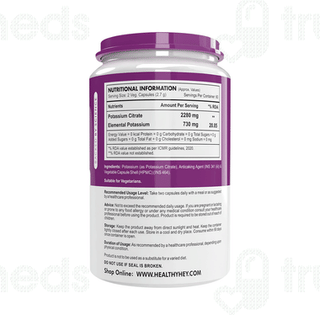 Healthy Hey Nutrition Potassium Citrate Vegetable Capsule 120