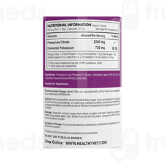Healthy Hey Nutrition Potassium Citrate Vegetable Capsule 120