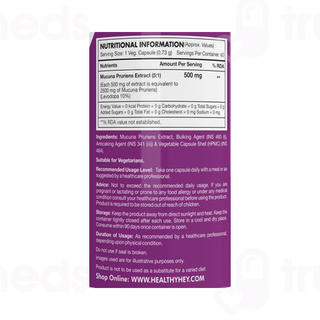 Healthyhey Nutrition Kapikachhu Mucuna Pruriens Extract Vegetable Capsule 60