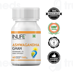 Inlife Ashwagandha Ghan 500mg Vegetarian Capsule 60