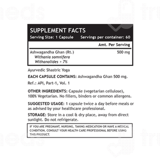 Inlife Ashwagandha Ghan 500mg Vegetarian Capsule 60