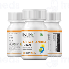 Inlife Ashwagandha Ghan 500mg Vegetarian Capsule 60