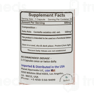 Planet Ayurveda Gotu Kola 500mg Vege Capsule 60