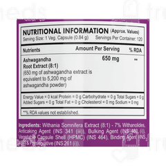 Healthy Hey Nutrition Ashwagandha Vegetable Capsule 120
