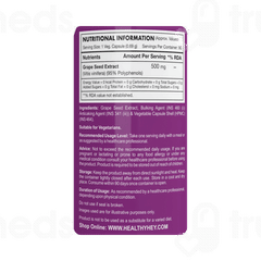 Healthy Hey Nutrition Grape Seed Extract Vegetable Capsule 90