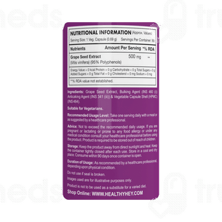 Healthy Hey Nutrition Grape Seed Extract Vegetable Capsule 90