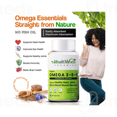 Health Veda Organics Vegan Omega 3 6 9 Flaxseed Oil 1000mg Capsule 60