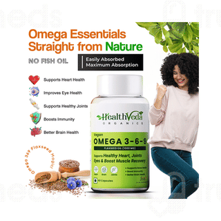 Health Veda Organics Vegan Omega 3 6 9 Flaxseed Oil 1000mg Capsule 60