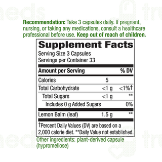 Natures Way Melissa Lemon Balm Leaf Vegan Capsule 100