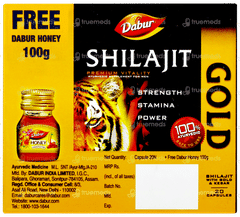 Dabur Shilajit Gold Capsule 20 With Dabur Honey 100gm Free