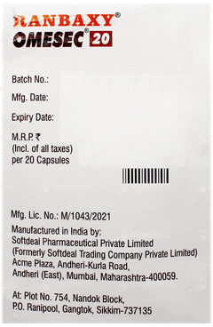 Omesec 20 Capsule 20 Omesec 20 Capsule 20