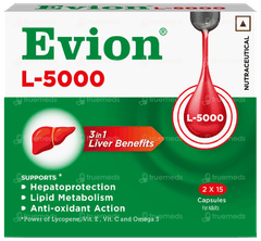 Evion L-5000 |4-in-1 Formula For Liver Health | Hepatoprotection | Anti-oxidant Action 2 Pack Of 15 Capsules