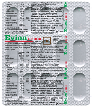 Evion L-5000 |4-in-1 Formula For Liver Health | Hepatoprotection | Anti-oxidant Action 2 Pack Of 15 Capsules