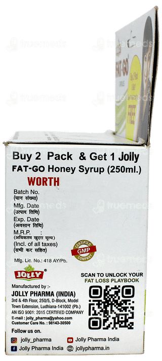 Jolly Fat Go Buy 2 Pack Of 60 Capsules & Get Fat Go Honey Syrup 250Ml Free