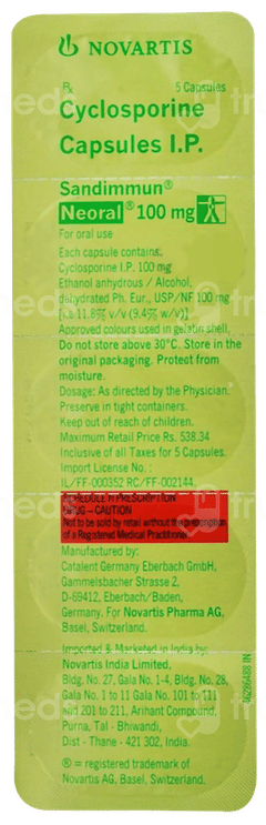 Sandimmun Neoral 100Mg Capsule 5