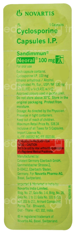 Sandimmun Neoral 100Mg Capsule 5