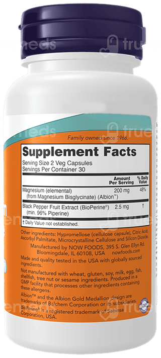 Now Magnesium Glycinate With Bioperine Veg Capsule 60