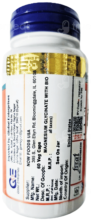 Now Magnesium Glycinate With Bioperine Veg Capsule 60