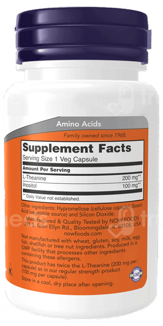 Now Foods L Theanine 200Mg Veg Capsule 60