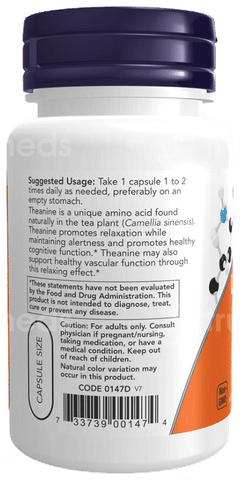 Now Foods L Theanine 200Mg Veg Capsule 60