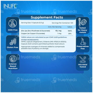 Inlife Chelated Zinc Complex Vegetarian Capsule 120