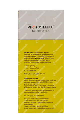 New Photostable Sunscreen Emulgel 50 GM