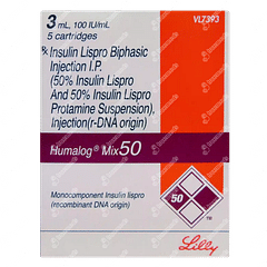 Humalog Mix50 Cartridges 3ml Pack Of 5 Injections