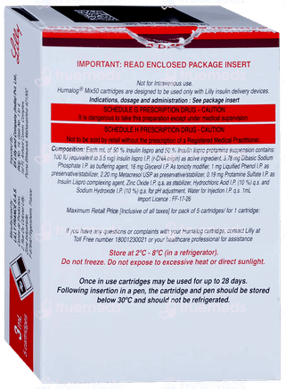 Humalog Mix50 Cartridges 3Ml Pack Of 5 Injections