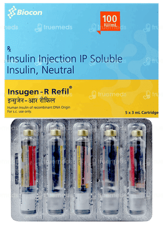 Insugen R Refil 100Iu Cartridges 3Ml Pack Of 5 Injections