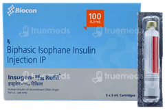 Insugen 50/50 Refil 100Iu Cartridges 3Ml Pack Of 5 Injections Insugen 50/50 Refil 100Iu Cartridges 3Ml Pack Of 5 Injections