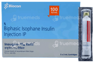 Insugen 50/50 Refil 100Iu Cartridges 3Ml Pack Of 5 Injections