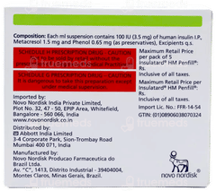 Insulatard Hm 100Iu Penfill 3Ml Pack Of 5 Injections Insulatard Hm 100Iu Penfill 3Ml Pack Of 5 Injections