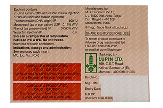Lupisulin M 50 100iu Cartridges 3ml Pack Of 5 Injections