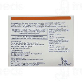 Mixtard 30 Hm Penfill 3ml Pack Of 5 Injections