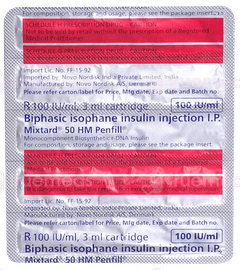 Mixtard 50 Hm Penfill 3Ml Pack Of 5 Injections
