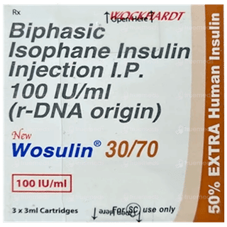 Wosulin New 30/70 100Iu Cartridges 3Ml Pack Of 3 Injections
