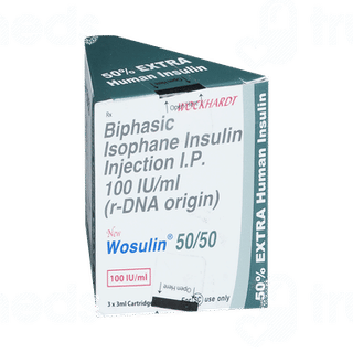 Wosulin New 50/50 100iu Cartridges 3ml Pack Of 3 Injections