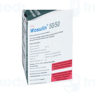 Wosulin New 50/50 100iu Cartridges 3ml Pack Of 3 Injections