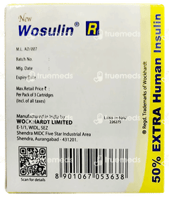 Wosulin R New 100iu Cartridges 3ml Pack Of 3 Injections