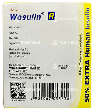 Wosulin R 100 IU Cartridge 3 ML X 3