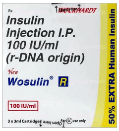 Wosulin R New 100Iu Cartridges 3Ml Pack Of 3 Injections