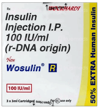 Wosulin R New 100Iu Cartridges 3Ml Pack Of 3 Injections