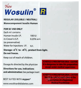 Wosulin R New 100Iu Cartridges 3Ml Pack Of 3 Injections
